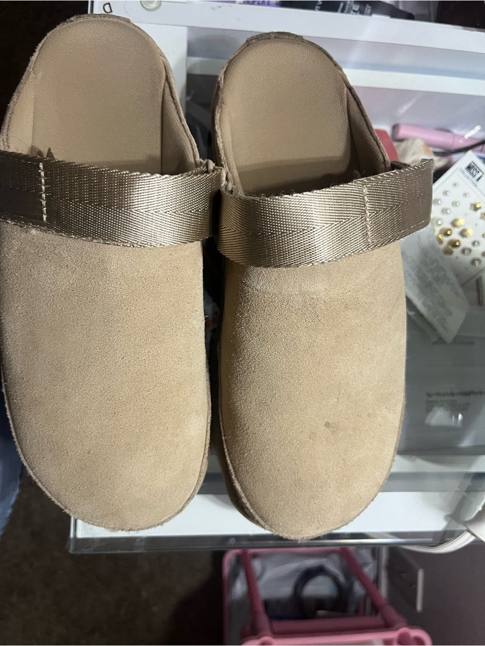 Women's Casual Slip-On Suede Mules in Beige